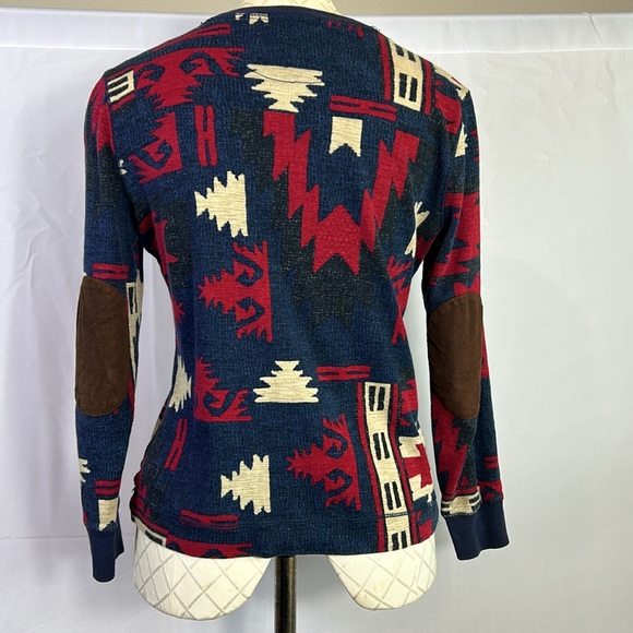 Lauren Ralph Lauren Western Shirt Size Petite Medium Suede Elbow Patch Like new - Picture 3 of 6